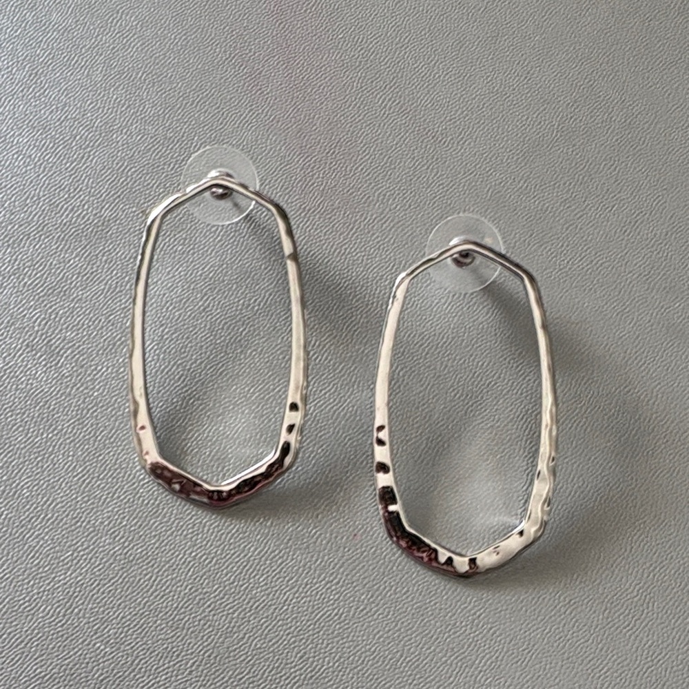 Kendra Scott Zorte Open Frame Silver Hoop Earrings